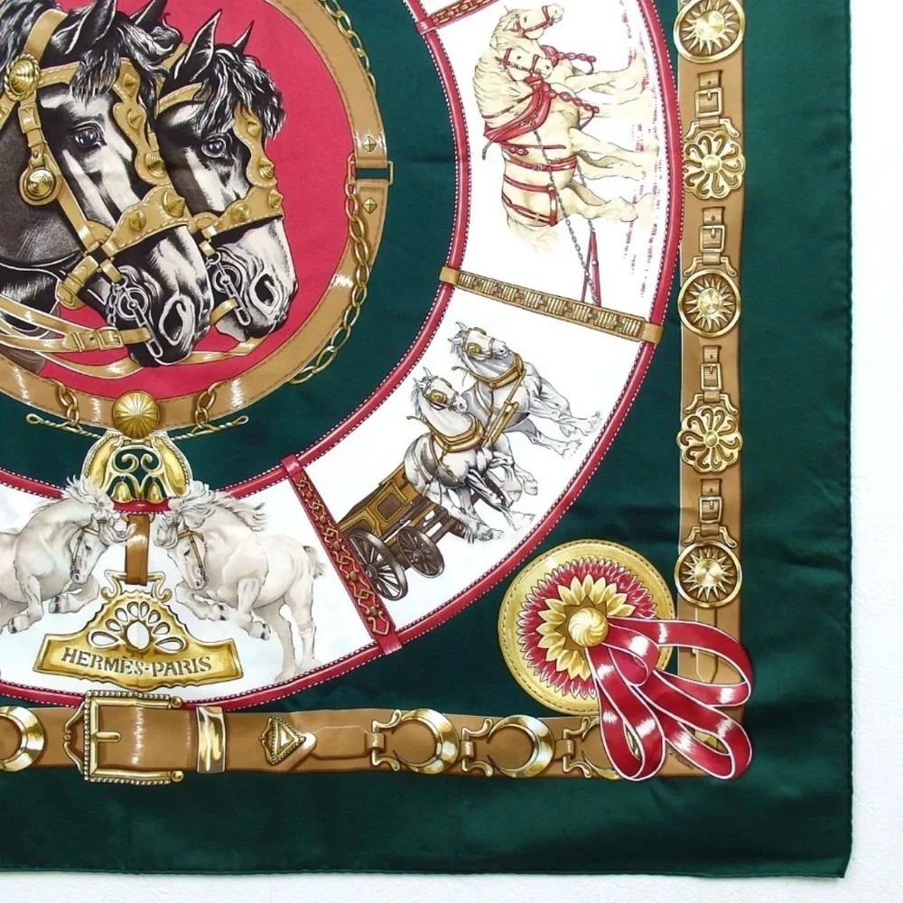HERMES Carre90 CHEVAUX DE TRAIT Silk Scarf 😍🐴🐎🔥 - Picture 11 of 16